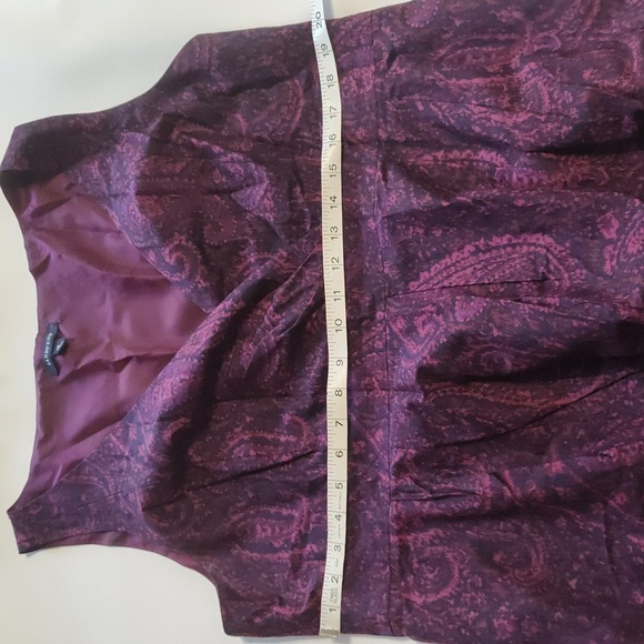 Land's End Dress 16 V Neck Sleeveless Knee Length Midi Purple Paisley A-Line - Picture 9 of 16